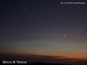 Moon and Venus right after the last Sunset of 2016. Image credit: Jozef Kozar.